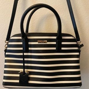 Kate Spade Black and White Striped Lottie Satchel w/ Removable Straps | Used